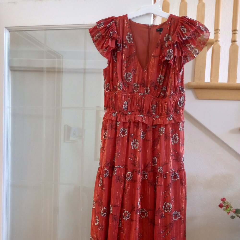 Ann Taylor Beautiful Metallic Threaded Party Spring Dress 0P 0 2 XS S